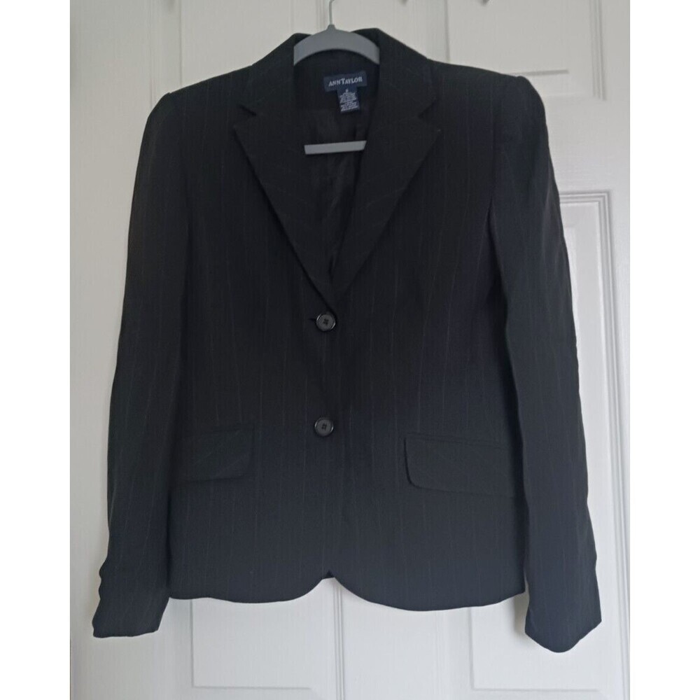 Ann Taylor Black Blazerβ Striped Career Office Jacket Size 6